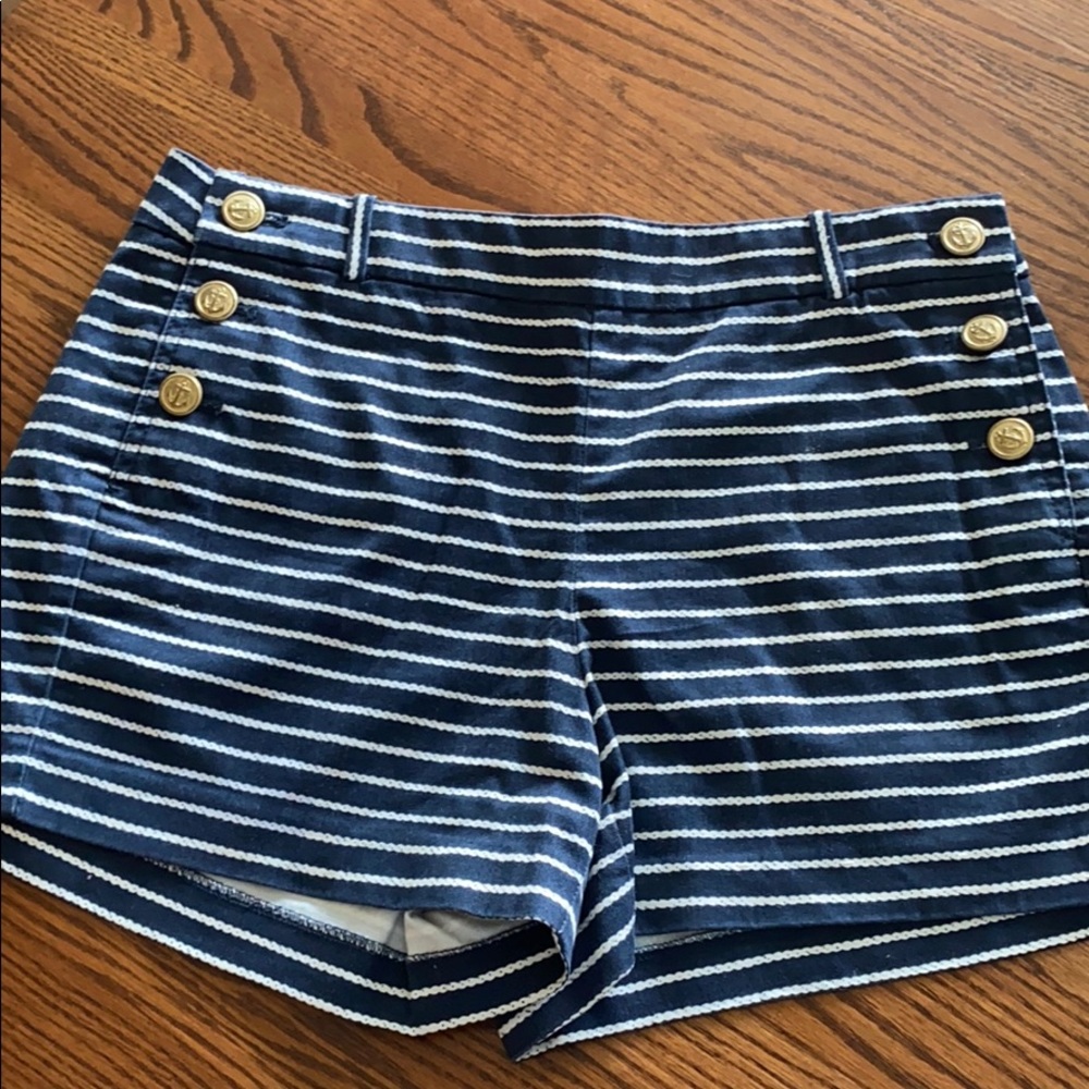 J Crew navy white stripe sailor shorts size 6
